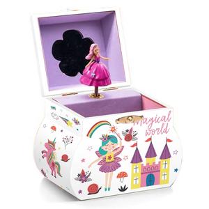 Boîte à musique en bois à manivelle avec ballerine et princesse <span class=keywords><strong>de</strong></span> <span class=keywords><strong>dessin</strong></span> <span class=keywords><strong>animé</strong></span>, musique personnalisable pour petites filles - Cadeau d'anniversaire - Product Image 5