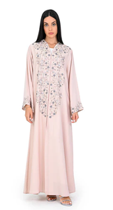 LE DUO OEM Abaya Dubaï Robe longue modeste à manches longues brodée de fleurs roses - Product Image 2