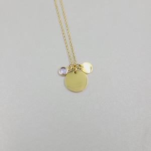 Customised Engraved Name Round Charm Stainless Steel Necklaces Initial <strong>Jewellery</strong> Personalized Name <strong>Birthstone</strong> Round Necklace - Product Image 1