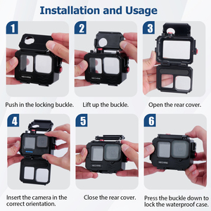 Mechrig Vỏ máy ảnh dưới nước không thấm nước 262ft80m cho <span class=keywords><strong>GoPro</strong></span> Hero 13/12/11/10/9-Chống sốc, gắn kết nhanh, với các tùy chọn lắp - Product Image 4