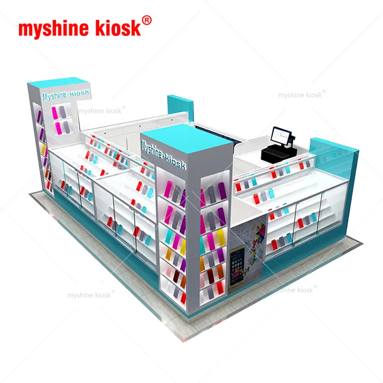 Aksesoris Pusat Perbelanjaan Showcase Ponsel Perbaikan Mall Desain Kios Ponsel Kios