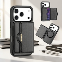 Étui de téléphone personnalisé en cuir microfibre durable pour iPhone 17/18 Pro avec porte-cartes intégré, étanche et magnétique à pliage plat