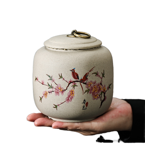 Boîte à thé en céramique de grande capacité en étain pour le stockage du thé Poterie brute Théière en céramique Pots de médecine traditionnelle chinoise avec couvercle - Product Image 1