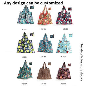 Bolsas de compras de nailon, bolsas de asas de poliéster plegables reutilizables, bolsa de comestibles impermeable ecológica - Product Image 4