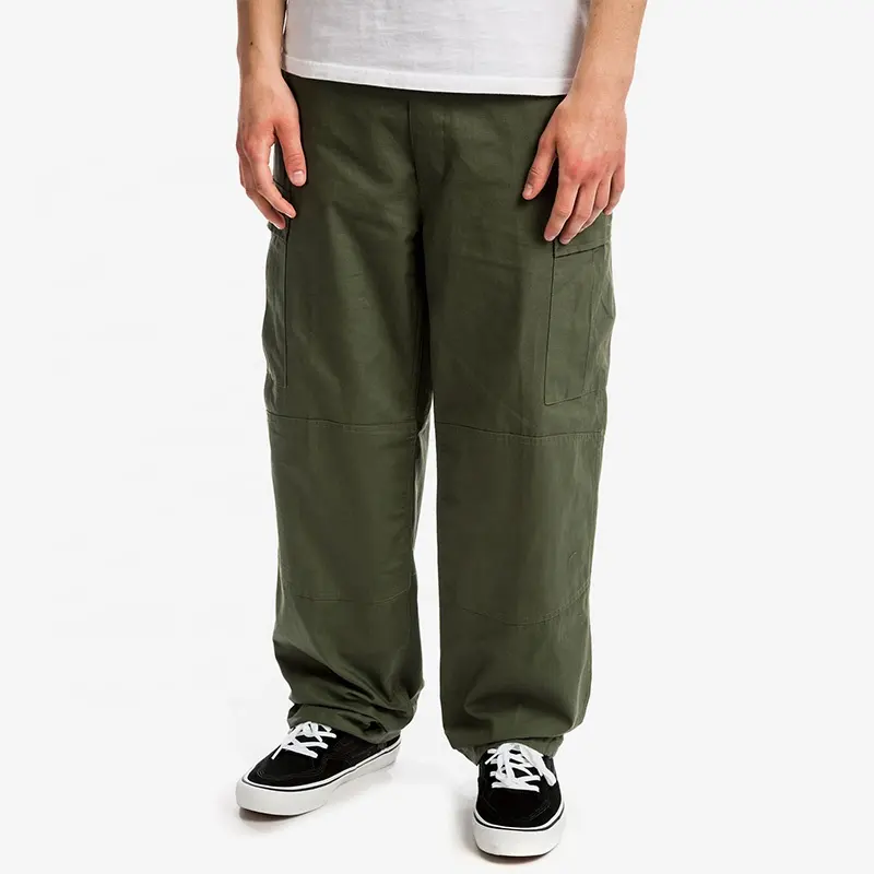 Color sólido cremallera Casual ajuste suelto Streetwear Skate Pantalones de carga para los hombres