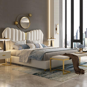Cama Tapizada CK208, Cama King Size Doble de Lujo, Muebles de Dormitorio para Proyectos Hoteleros, Madera Maciza, Moderna, Juego de Cama King Size Grande - Product Image 5