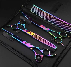 Tijeras profesionales de alta calidad para peluquería de mascotas, tijeras de corte de 8 pulgadas, curvas, para perros y cachorros, para adelgazar el pelo - Product Image 4