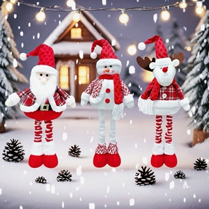 Figurines de Noël télescopiques <span class=keywords><strong>en</strong></span> peluche (Père Noël, Bonhomme de neige, Renne) rétractables pour décorations de fête de Noël à la maison - Product Image 2