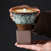 Juego de Tazas de Café de Cerámica Retro de Lujo Ligero con Esmalte Cambiante y Diseño Creativo Estilo Japonés para el Hogar, Taza para Latte, Apto para Lavavajillas, ¡Oferta Caliente!