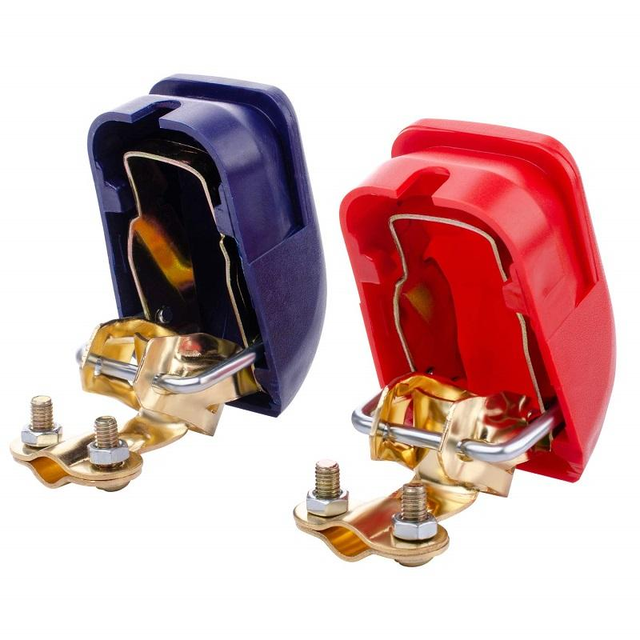 Quick Release Battery Terminal Connectors Kit Plastic and Brass Crimp Terminals with Copper Cable for Car Caravan Boat