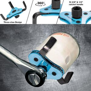 DURATECH 8-Piece Oil Filter Swivel Wrench <b>Set</b> Wrenches Adjustable <b>Pliers</b> Universal 3-Jaw Removal Tool - Product Image 2