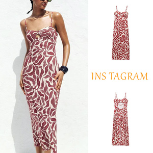 Robe bandeau décontractée d'été pour femme, style vintage imprimé, en lin mélangé, idéale pour les fêtes sur la plage - Product Image 1