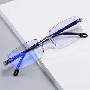Glazzy แว่นตา bifocal สำหรับผู้ชายผู้หญิงแว่นตาพรีไบโอติกป้องกันแสงสีฟ้าใกล้และไกลแว่นสายตาสั้นส่งเสริมการขาย diopter แว่นตาอ่านหนังสือขนาดเล็ก g