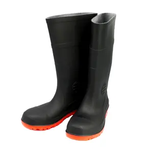Güvenlik yağmur çizmeleri ağır su geçirmez kauçuk yağmur çizmeleri toptan güvenlik Pvc sakız çizmeler sanayi için