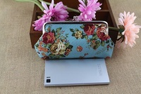 Baru dompet koin wanita gadis bunga dicetak kanvas dompet pemegang kartu dompet koin Clutch tas tangan perempuan tas