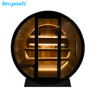 Kit de sauna extérieur Bropool en bois de cèdre rouge européen, infrarouge lointain, pour 6 personnes, panneau de commande informatique solide de 40 mm, garantie 1 an