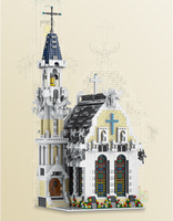 Nueva llegada MORK 033006 ciudad Medieval Iglesia Moc ladrillos Modular casa modelo bloques de construcción juguetes arquitectura famosa para niños