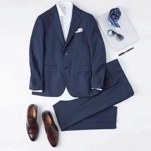 Costume sur mesure MTM de haute qualité, 50% <span class=keywords><strong>laine</strong></span>, formel, business, grande taille, 2 pièces, pantalon et veste, coupe ajustée, pour hommes - Product Image 1