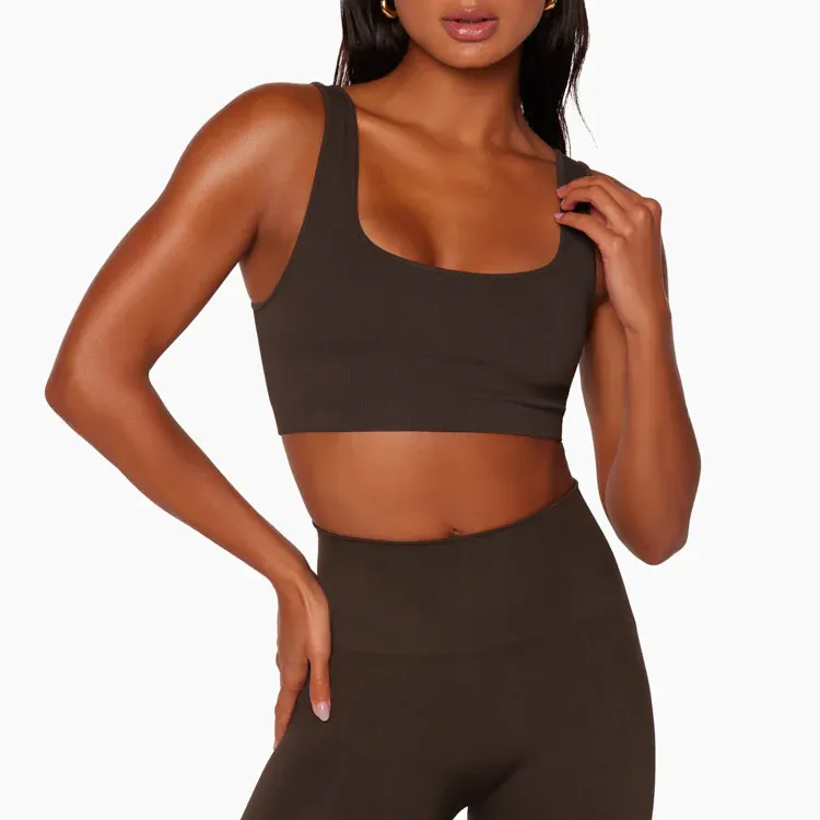 Vêtements d'athlétisme pour femmes, imprimés OEM, personnalisés, Gym, Fitness, Style classique, soutien-gorge de Yoga, confortable, doux, côtelé