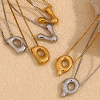 Collier avec pendentif en forme de bulles en or plaqué PVD 18 carats, lettres initiales en acier inoxydable, lettres majuscules gonflées de A à Z, colliers pour femmes, cadeau