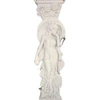 Matériaux de construction, colonne en pierre naturelle de taille personnalisée, colonne grecque romaine avec statues de femmes, colonne à fleurs romaine