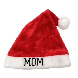 Christmas decorations short plush Santa hat and adult family red LOGO embroidered fluffy hat