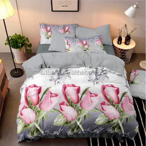 Tela 100 poliéster con estampado 3d de flores, tela estampada con estampado 3d, tela de durazno <span class=keywords><strong>precio</strong></span>, funda de edredón - Product Image 4