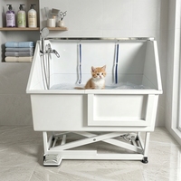 Baignoire métallique en acier inoxydable 304 avec élévateur électrique pour le lavage des pieds et le bain des animaux, indispensable pour les animaleries et les cliniques vétérinaires.