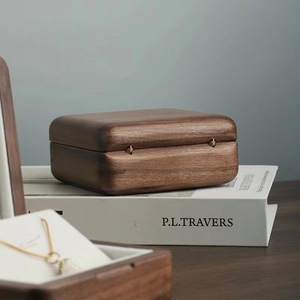 Wooden Jewelry Box Square Natural Wood Color Solid Wood Desktop <b>Storage</b> Box For <b>Rings</b> Necklaces Wedding Gifts - Product Image 3