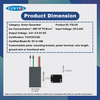 Générateur d'ions négatifs, module ioniseur d'anions DC3-24V pour brosse à air chaud, purificateur d'air, taille compacte, certifié TUV CE CQC