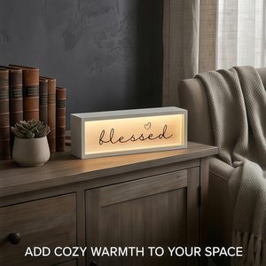 Luce Notturna LED Decorativa, Scatola Luminosa in Legno Rustico, Targa in Legno con Messaggio Positivo, Shadow Box per Regalo, Casa, Ufficio, Mensola, Tavolo - Product Image 3