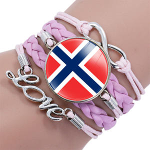 Produttore europeo nazionale bandiera del paese Design Infinity Love bracciale avvolgente in pelle rosa - Product Image 5