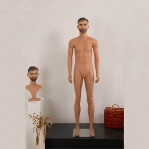 Loja de roupas Modelo Props Men's Hard Hair Station Modelo Window Display Rack Simulação Corpo Humano Cor da pele Modelo Rack - Product Image 5