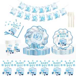 ชุดอุปกรณ์ตกแต่งงานเลี้ยงเปิดเผยเพศลูกน้อย DAMAI สำหรับทีมเด็กชาย จานกระดาษ ผ้าเช็ดปาก ของใช้บนโต๊ะอาหารแบบใช้แล้วทิ้งสำหรับงานเลี้ยงฉลองทารก สำหรับแขก 8 ท่าน - Product Image 2