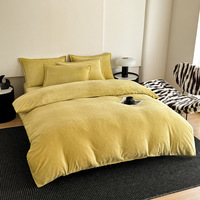 Parure de lit 3 pièces en polyester tissé haute densité, couleur beige, avec housse de couette et couvre-lit en polaire, 300 fils au pouce carré