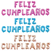 Vente chaude 16 pouces multi-couleurs Feliz Cumpleanos feuille ballon bannière espagnol joyeux anniversaire Globos De fête