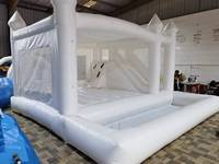 Château gonflable blanc de grande taille pour mariage, fête, aire de jeux gonflable, château sauteur avec double toboggan et souffleur