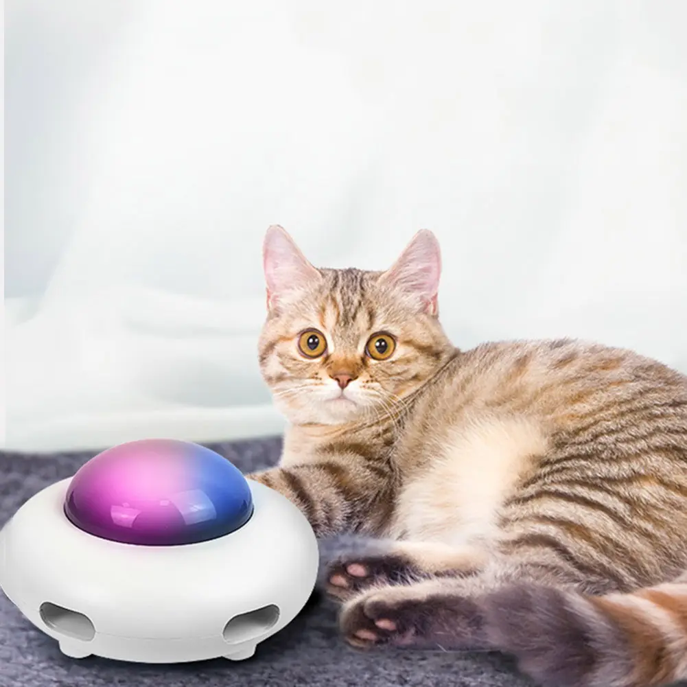 Automatisch Plagerig Speelgoed Elektrisch Intelligent Vliegende Schotel Veren Stok Huisdier Speelgoed Automatische Rotatie Smart Cat Speelgoed