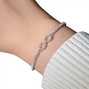 925 Sterling Silver Moissanite Tennis <b>Bracelet</b> Round Brilliant Cut Claw Setting <b>Infinity</b> Link <b>Bracelet</b> for Women - Product Image 3