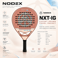 Raquette de padel NODEX NXT-IG, forme ronde, carbone argenté 18K, texture 3D, design de gorge triangulaire, 360g