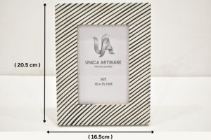 Marco de Fotos de Lujo con Rayas Diagonales, Marco Decorativo de Resina MDF para Mesa, 10x15 cm, Disponible al Mejor Precio - Product Image 3