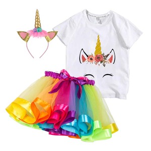Set di abbigliamento per magliette di compleanno neonate colorate danza a strati 7 anni vestito da ragazza panini-008 - Product Image 6