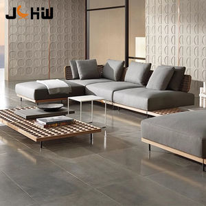 أريكة خارجية من الخوص مقطعية فاخرة من الخيزران الهندي للحديقة من Teak - Product Image 1