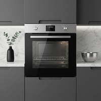 Four électrique multifonctionnel encastrable 66L en acier inoxydable avec verre trempé, contrôle mécanique du minuterie, pour cuisson domestique individuelle