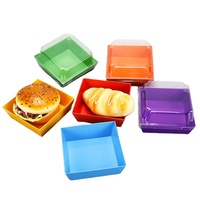 Questeco Brown Kraft Paper Cake Box 12x11x6.5cm Salad Breakfast Sushi Food Tray With Plastic Lid
