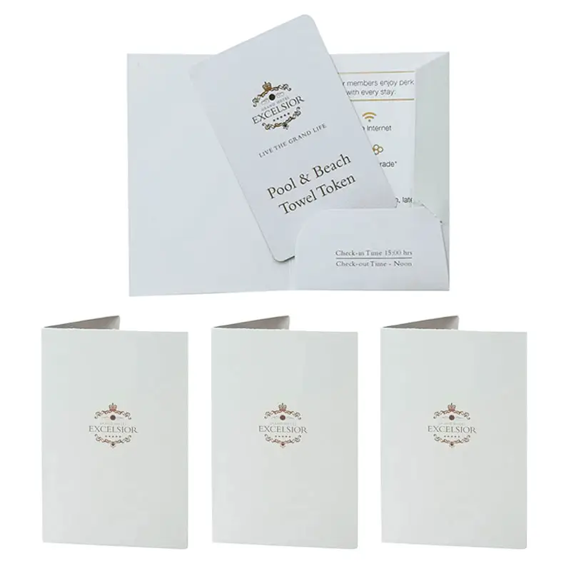 カスタム印刷ホテルキーカードホルダー封筒名刺キーペーパーホルダースリーブOEMスタンダードルームキーカードスリーブホテル
