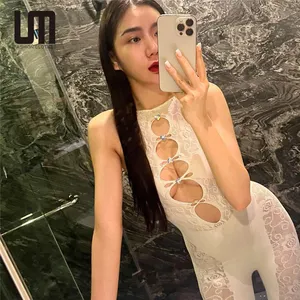 Liu Ming 2023 Nieuwe Mode Vrouwen Holle Bodycon Sexy Casual Nauwsluitende Bodysuit Jumpsuit