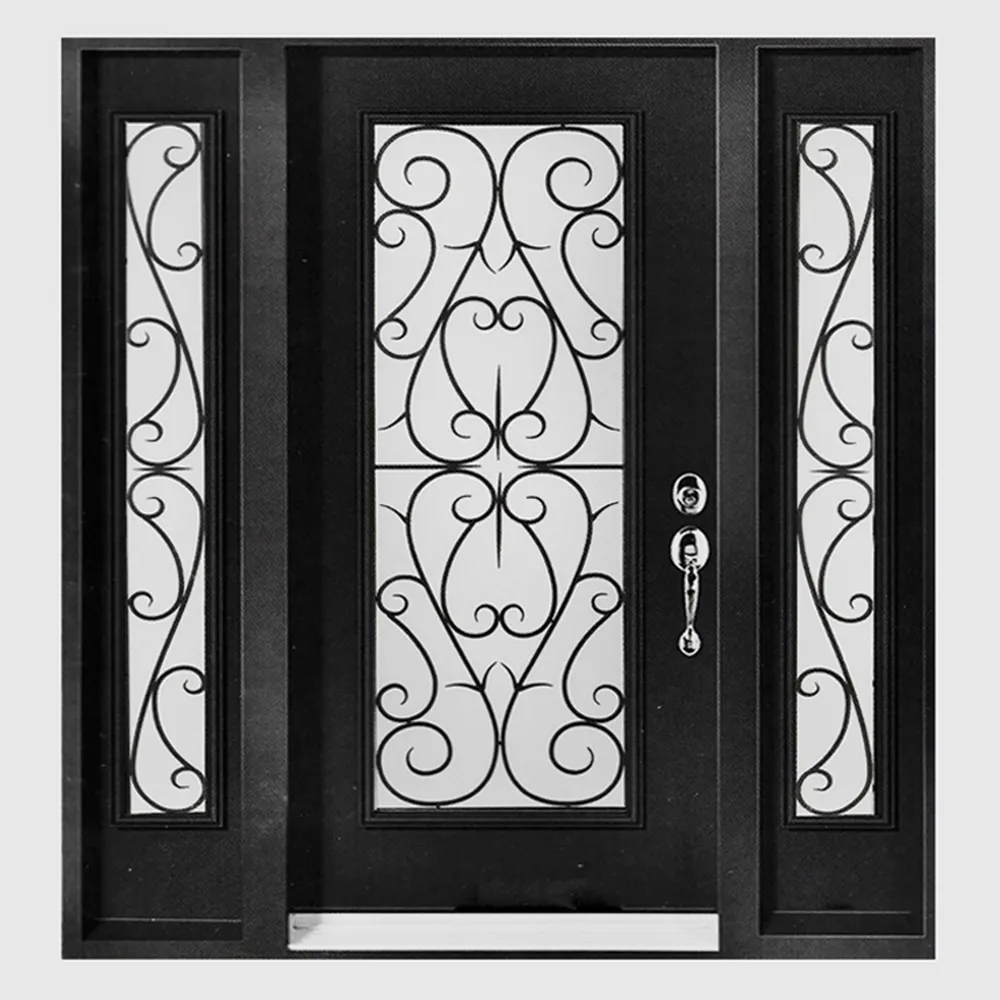 Factory Price Arched Design Double Wrought Iron Entry Gates Doors Stainless Steel Exterior Security Door For Apartment Building