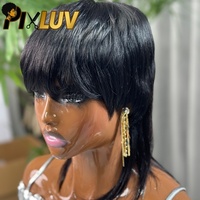 Perruques en cheveux humains en gros, cheveux vietnamiens bruts, perruques lisses naturelles, perruque courte coupe pixie sans colle pré-épilée