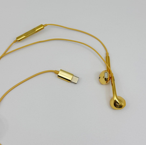 Audífonos Intrauditivos con Cable Tipo C, Metálicos Cromados en Oro, Audífonos con Cable Totalmente Chapados en Oro - Product Image 4